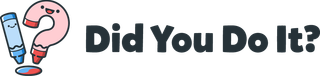 A logo made up of two crayons with smiling faces, one is shaped like a question mark. Next to them is the text "Did You Do It?" in black.